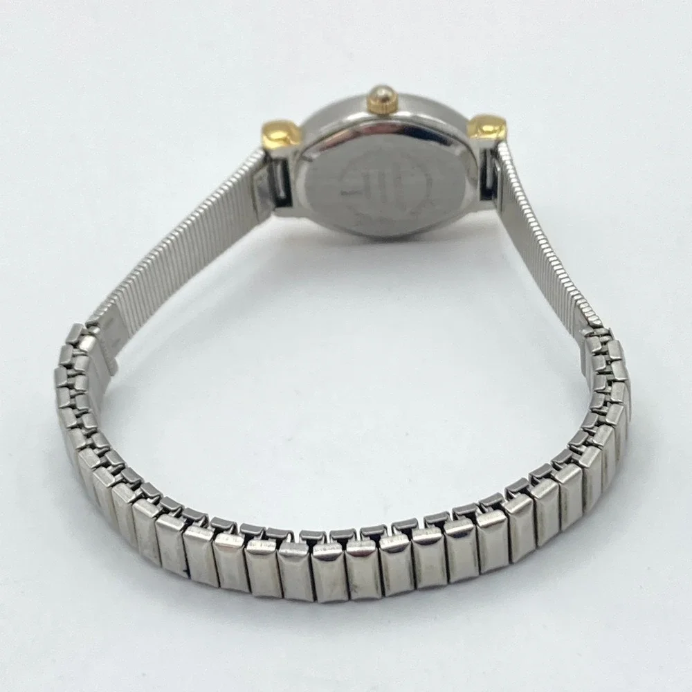 Vintage White Stag Womens Watch Silver Gold Tone Hearts Stretch Band New Battery